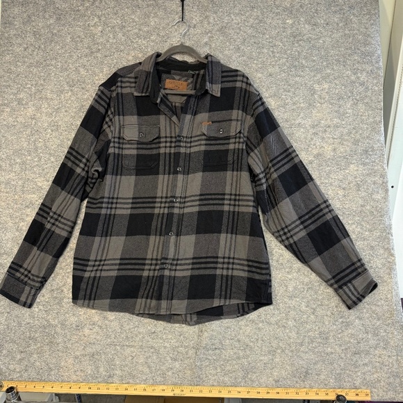 Orvis Men’s Black Grey Plaid Flannel Shirt Cotton Long Sleeve Size XL - Picture 6 of 10